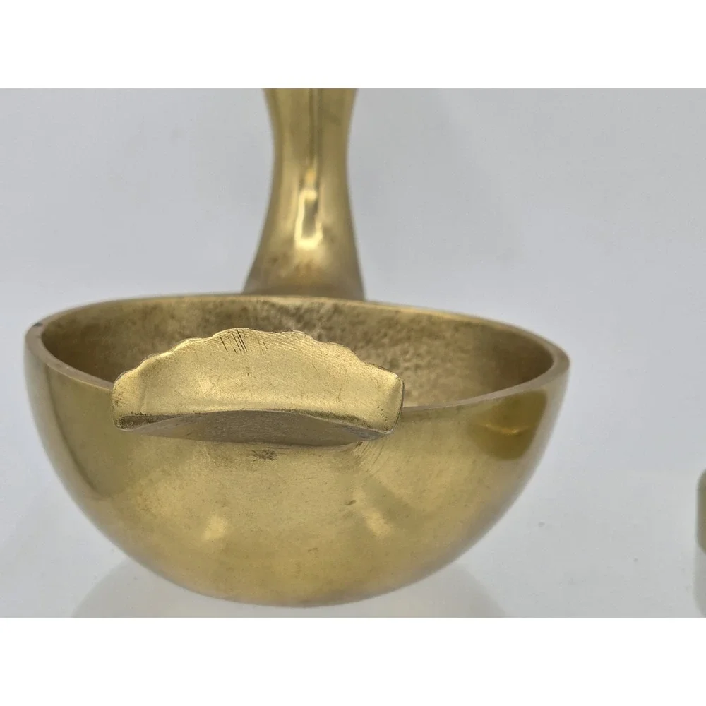 2 Lot of Decorative Finely Beaded Tucan On Stand & Shiny Brass Duck Decor Bowl